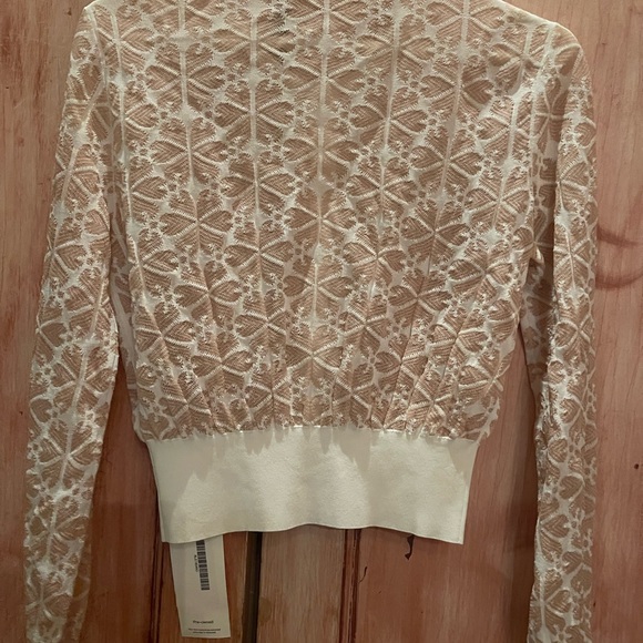 Alexander McQueen Elegant Lace Button-Up sweater- Cream and tan - Picture 3 of 8